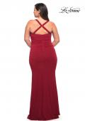 Picture of: Ruched Long Jersey Plus Dress with Square Neckline in Red, Style: 29590, Back Picture