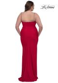 Picture of: Jersey Plus Size Dress with Rhinestone Neckline and Straps in Red , Style: 32992, Back Picture