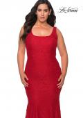 Picture of: Stretch Lace Plus Size Prom Gown with Beading in Red, Style: 28948, Detail Picture 1