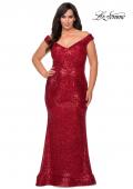 Picture of: Sequin Off The Shoulder Plus Size Prom Dress in Red, Style: 28949, Detail Picture 1