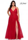Picture of: Plus Size A-line Tulle Prom Dress with Floral Detailing in Red, Style: 29021, Detail Picture 1