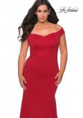 Picture of: Off the Shoulder Plus Size Jersey Prom Dress in Red, Style: 28963, Detail Picture 2