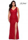 Picture of: Printed Sequin Plus Size Dress for Curves with V-Neck in Red, Style: 29001, Detail Picture 2