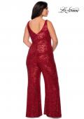 Picture of: Sequin Plus SIze Jumpsuit with Plunging Neckline in Red, Style: 29003, Detail Picture 2
