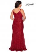 Picture of: Long Sequin Curvy Prom Dress with V-Neckline in Red, Style: 29006, Detail Picture 2