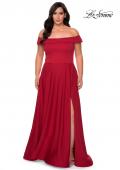 Picture of: Off The Shoulder Plus Size Dress with Leg Slit in Red, Style: 29007, Detail Picture 2