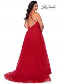 Picture of: Plus Size A-line Tulle Prom Dress with Floral Detailing in Red, Style: 29021, Detail Picture 2