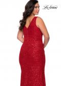 Picture of: Printed Sequin Plus Size Dress for Curves with V-Neck in Red, Style: 29001, Detail Picture 3