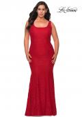 Picture of: Stretch Lace Plus Size Prom Gown with Beading in Red, Style: 28948, Detail Picture 4