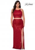 Picture of: Two Piece Long Sequin Plus Size Prom Dress in Red, Style: 29026, Detail Picture 4