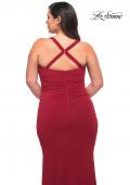 Picture of: Ruched Long Jersey Plus Dress with Square Neckline in Red, Style: 29590, Detail Picture 4