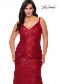 Picture of: Long Sequin Curvy Prom Dress with V-Neckline in Red, Style: 29006, Detail Picture 5
