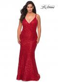 Picture of: Sequin Curvy Prom Dress with Cut Out Open Back in Red, Style: 29063, Detail Picture 5