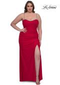Picture of: Jersey Plus Size Dress with Rhinestone Neckline and Straps in Red , Style: 32992, Detail Picture 5
