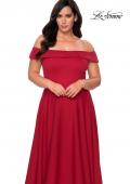 Picture of: Off The Shoulder Plus Size Dress with Leg Slit in Red, Style: 29007, Detail Picture 6
