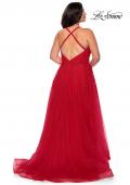 Picture of: Plus Size A-line Tulle Prom Dress with Floral Detailing in Red, Style: 29021, Detail Picture 6
