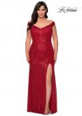 Picture of: Sequin Plus Size Dress with Off the Shoulder Detail in Red, Style: 29023, Detail Picture 6