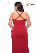 Picture of: Elegant Jersey Gown with Ruffle Slit Detail in Red, Style: 29634, Detail Picture 6