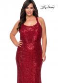Picture of: Stretch Lace Plus Size Prom Dress with Criss Cross Back in Red, Style: 28842, Detail Picture 7