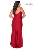 Picture of: Long Ruched Plus Size Jersey Prom Dress in Red, Style: 29005, Detail Picture 7
