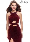 Picture of: Long Jersey Prom Dress with Cut Outs and Low Scoop Back in Red, Style: 25422, Main Picture