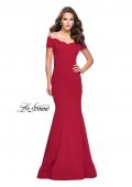 Picture of: Off the Shoulder Mermaid Style Dress with Scallop Neckline in Red, Style: 25476, Main Picture