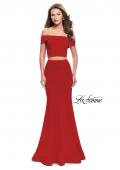 Picture of: Form Fitting Off the Shoulder Jersey Mermaid Dress in Red, Style: 25578, Main Picture