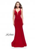 Picture of: Long Jersey Mermaid Dress with Deep V and Strappy Back in Red, Style: 25594, Main Picture
