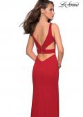 Picture of: Long Jersey Prom Dress with Cut Out Back Detail in Red, Style: 27181, Main Picture