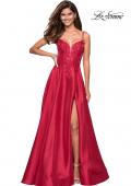 Picture of: Long Ball Gown with Lace and Rhinestone Bodice in Red, Style: 27528, Main Picture