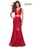 Picture of: Fully sequin Two Piece Floor Length Prom Gown in Red, Style: 27590, Main Picture