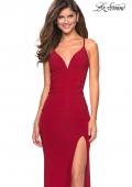 Picture of: Form Fitting Jersey Prom Dress with Criss Cross Back in Red, Style: 27622, Main Picture