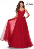 Picture of: Long Tulle Pleated Bodice Prom Gown with Pockets in Red, Style: 28123, Main Picture