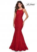 Picture of: Lace Prom Dress with Rhinestones and Strappy Back in Red, Style: 28140, Main Picture