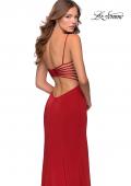 Picture of: Long Prom Dress with Faux Strappy Open Back in Red, Style: 28461, Main Picture