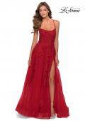 Picture of: A-line Prom Dress with Cascading Lace Detail in Red, Style: 28503, Main Picture