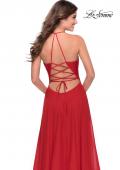 Picture of: Long Chiffon Prom Dress with Unique Lace Up Back in Red, Style: 28522, Main Picture