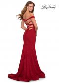 Picture of: Long Off the Shoulder Prom Dress with Lace Up Back in Red, Style: 28545, Main Picture