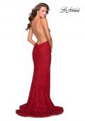 Picture of: Open Back Jersey Prom Dress with High Neckline in Red, Style: 28619, Main Picture