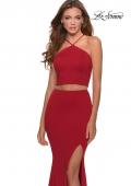 Picture of: Sleek Two Piece Pyramid Neckline Prom Dress in Red, Style: 28624, Main Picture