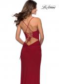 Picture of: Chic Jersey Dress with Intricate Lace Up Back in Red, Style: 28792, Main Picture