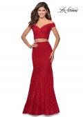 Picture of: Two Piece Lace Gown with Off the Shoulder Top in Red, Style: 28816, Main Picture