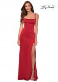 Picture of: Long Satin Prom Dress with Square Neckline in Red, Style 29349, Main Picture