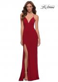 Picture of: Matte Jersey Long Dress with Lace Up Back in Red, Style 29708, Main Picture