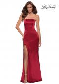 Picture of: Simply Chic Strapless Stretch Satin Long Gown in Red, Style 29807, Main Picture