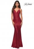 Picture of: Wrap Style Long Gown in Beautiful Sequin in Red, Main Picture