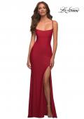 Picture of: Long Prom Dress in Luxurious Jersey with Slit in Red, Main Picture