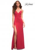 Picture of: Simple Thick Jersey Gown with High Skirt Slit in Red, Main Picture