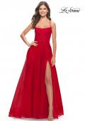 Picture of: A-line Tulle Gown with Floral Embroidery and Pockets in Red, Style: 31135, Main Picture