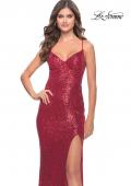 Picture of: Line Sequin Stretch Prom Dress with Defined Cups in Red, Style: 31141, Main Picture